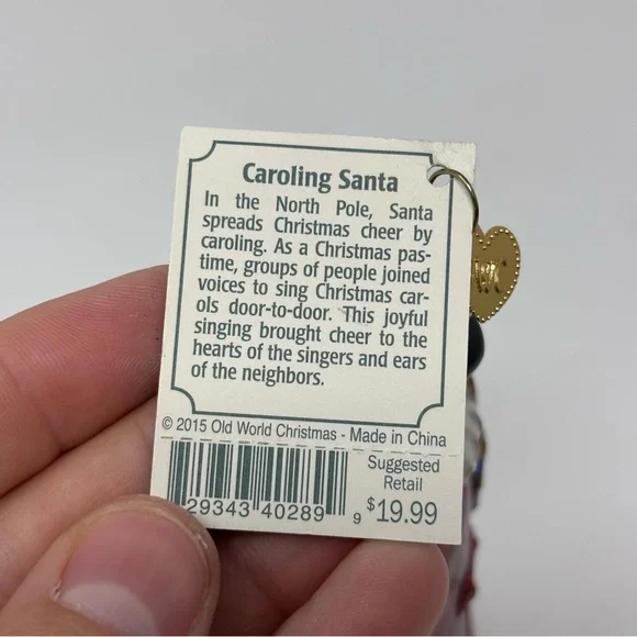 Old World Christmas OWC Caroling Santa Glass Ornament NWT - Picture 3 of 3